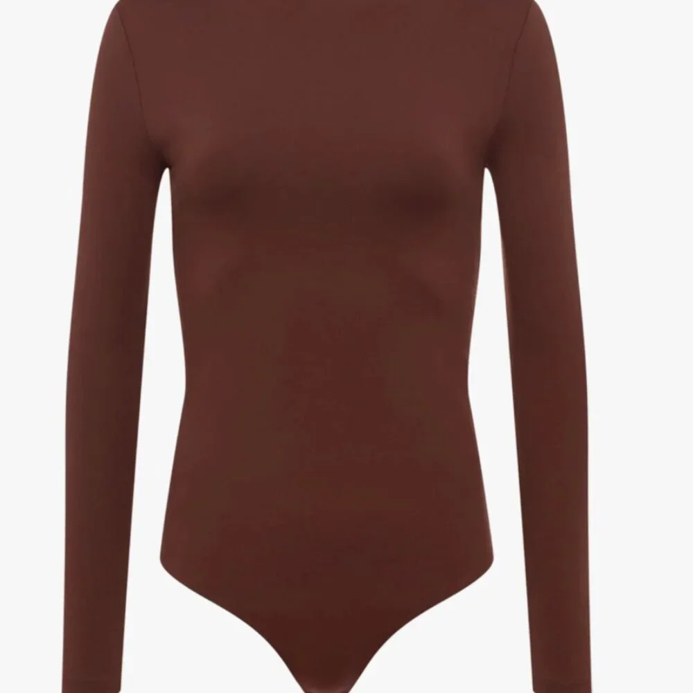 NWOT Nuuds Open Back Bodysuit Medium Black Cherry Slimming Bodycon Holiday Top - Picture 3 of 10
